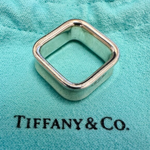 Vintage Tiffany & Co. 1837 - 925 Silver Square 8mm Band Ring 4.5 US - Picture 7 of 8